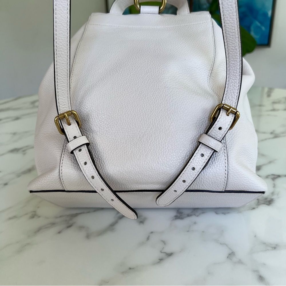 Coach Evie Polished Pebble Leather Backpack Chalk White Brass 68380 - Picture 7 of 16